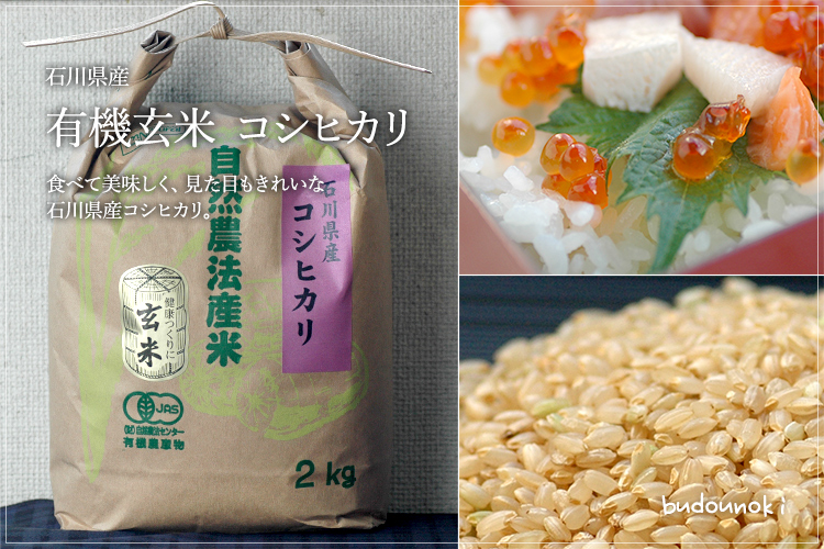 [有機栽培]石川県産玄米【コシヒカリ】 2kg ≪22年度シーズン終了≫